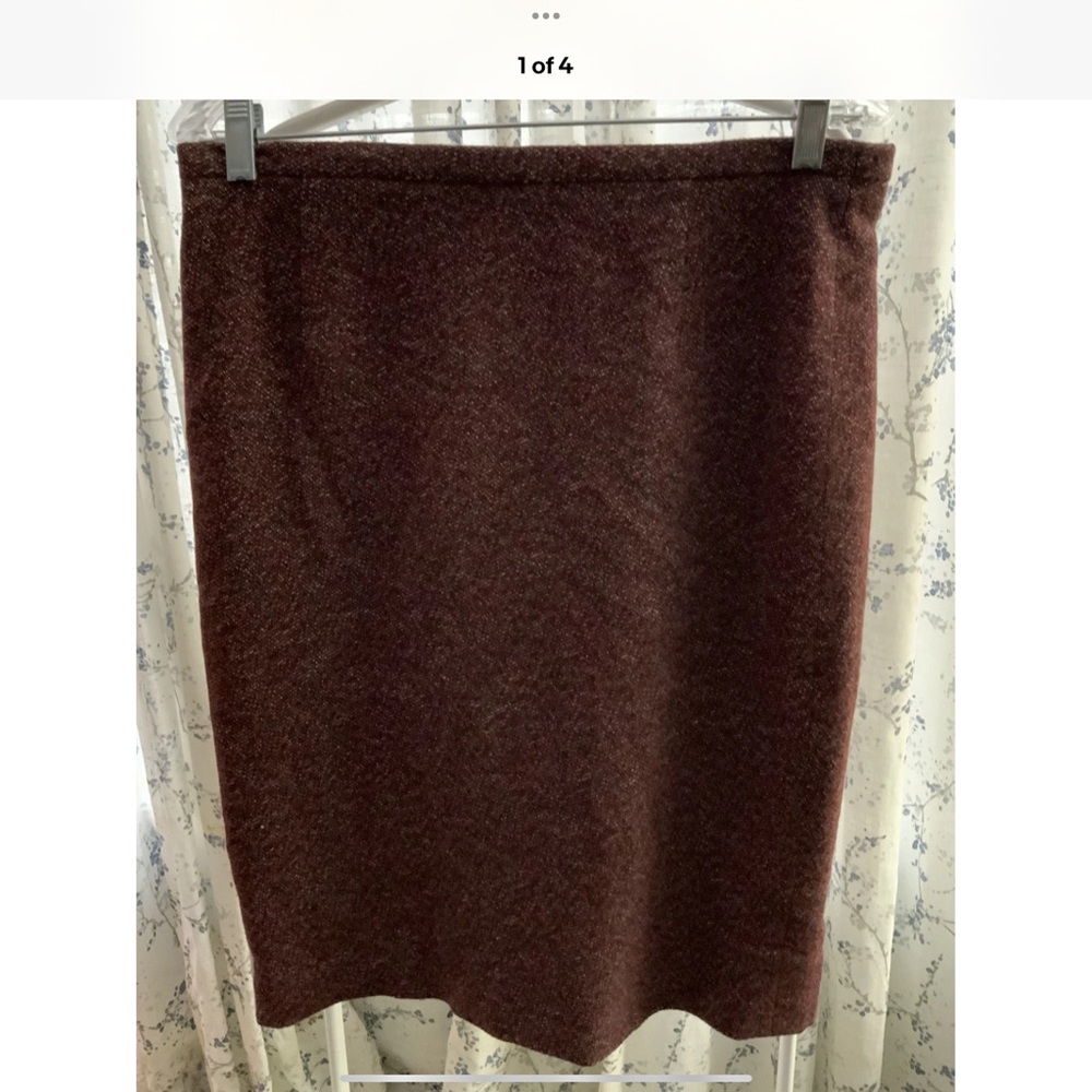Louis Feraud Burgundy Wool/Cashgora Pencil Skirt